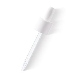DIN 18 Glossy White Dropper with PP Bulb and Plastic Pipette (F4018K0001)